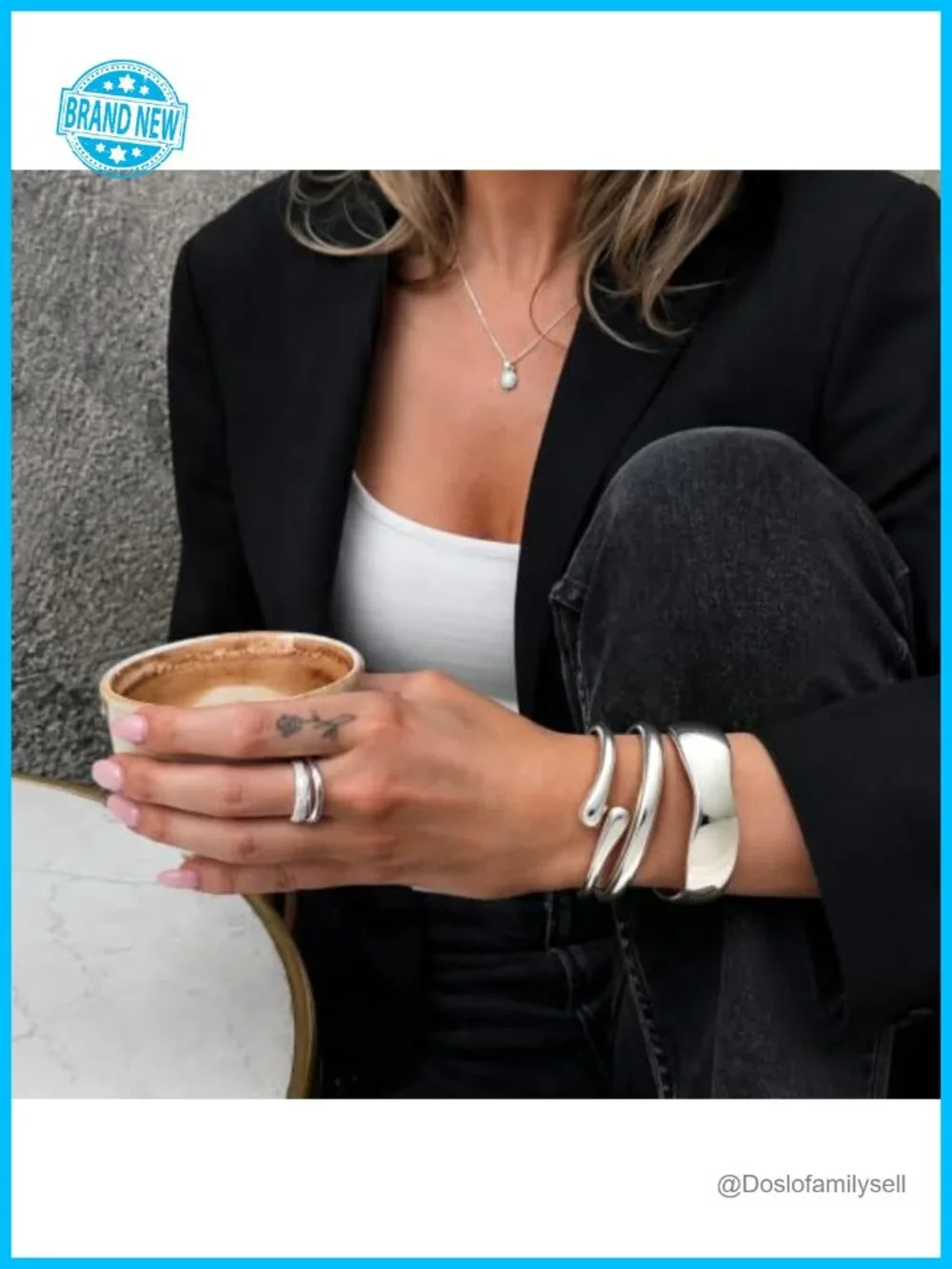 Chunky Bangle Bracelets Set Stackable 14K Gold Plated Cuff Bracelets Non Tarnish